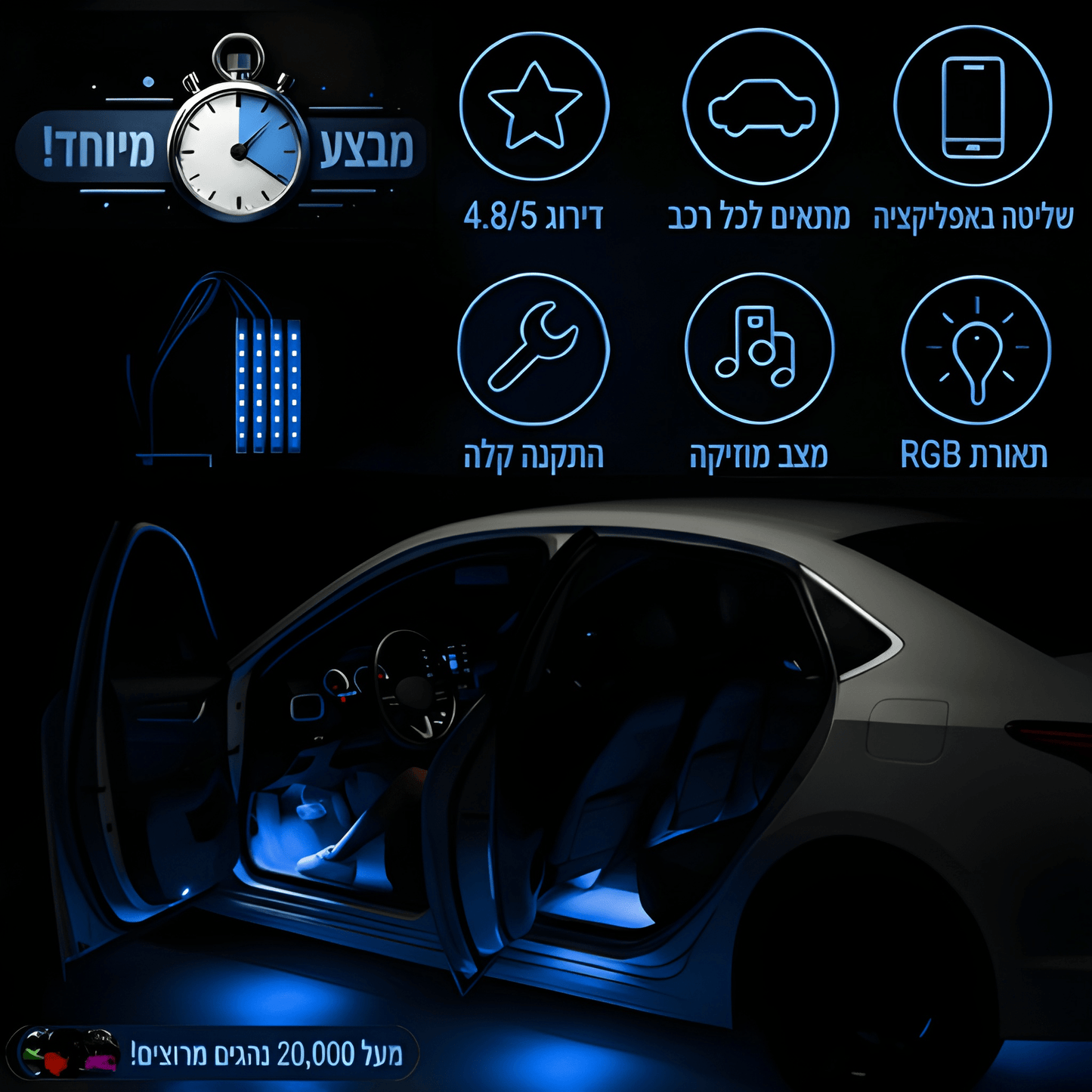 LuxeRoadX™ תאורת פנימית לרכב